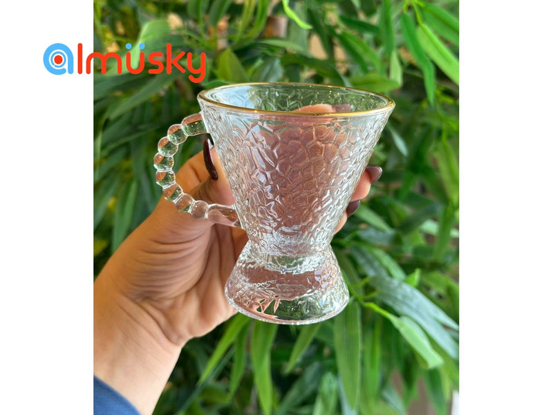طقم مج شاي 6 قطع بحرف جولد بقاعده يد بابلز 6053 & ك*ق 18